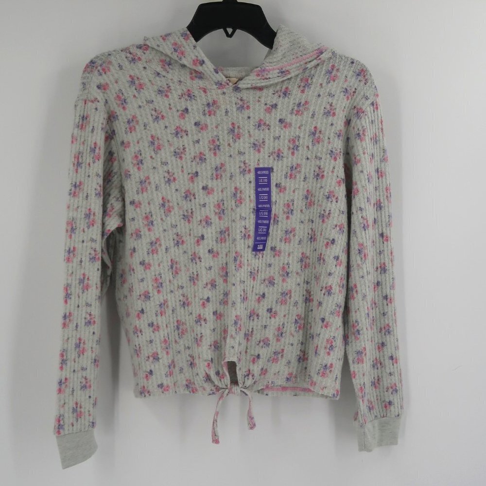 Hollywood the Jean People Girls Ribbed Floral Hoodie Size Large/14 NWT